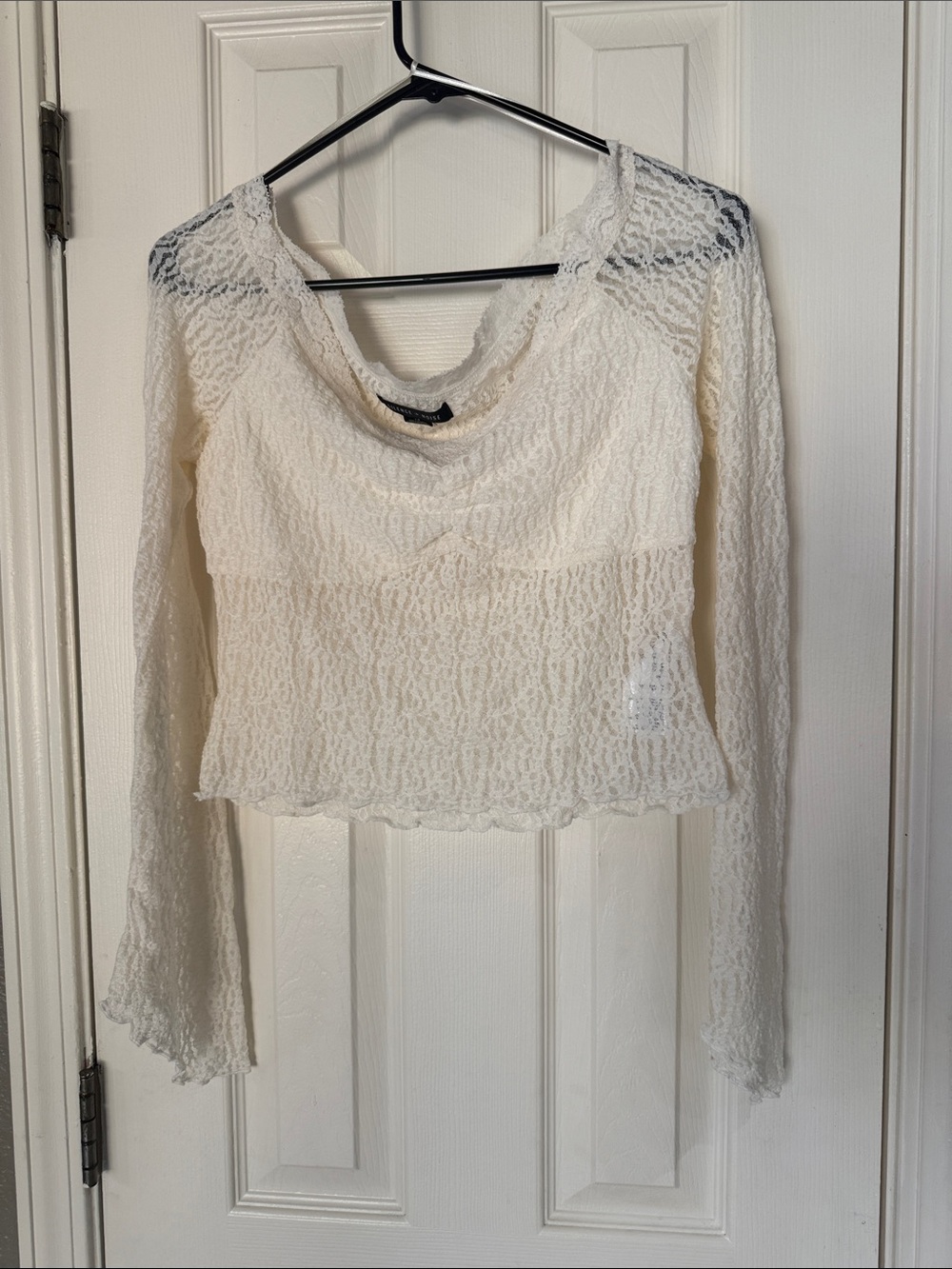 Silence + Noise (urban outfitters) Ivory Lace Long-Sleeve Top size large